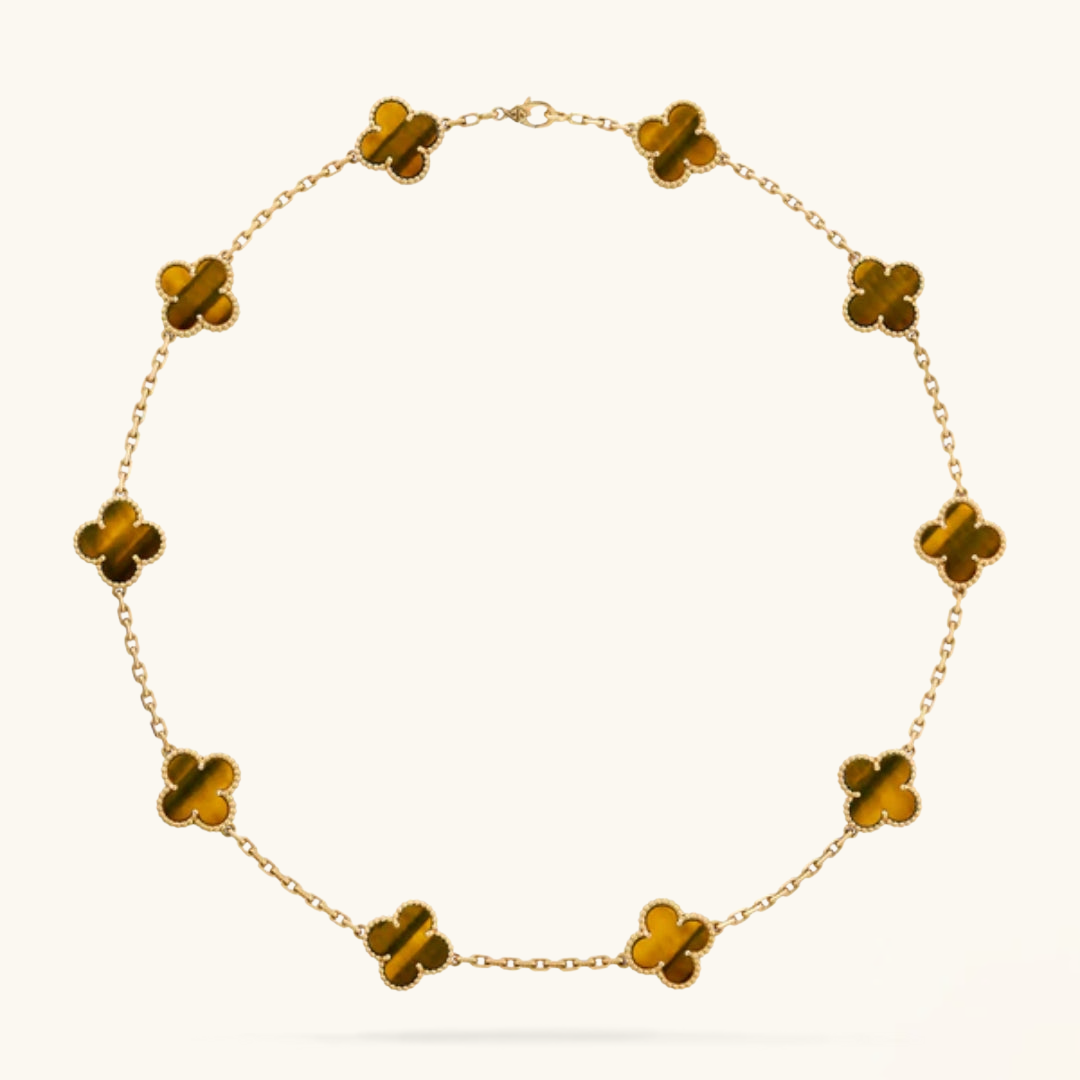 CLOVER | Necklace with 10 Clovers Tiger