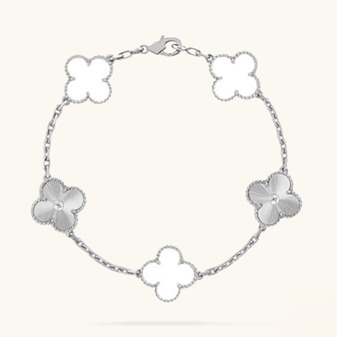 CLOVER | Bracelet White/Silver