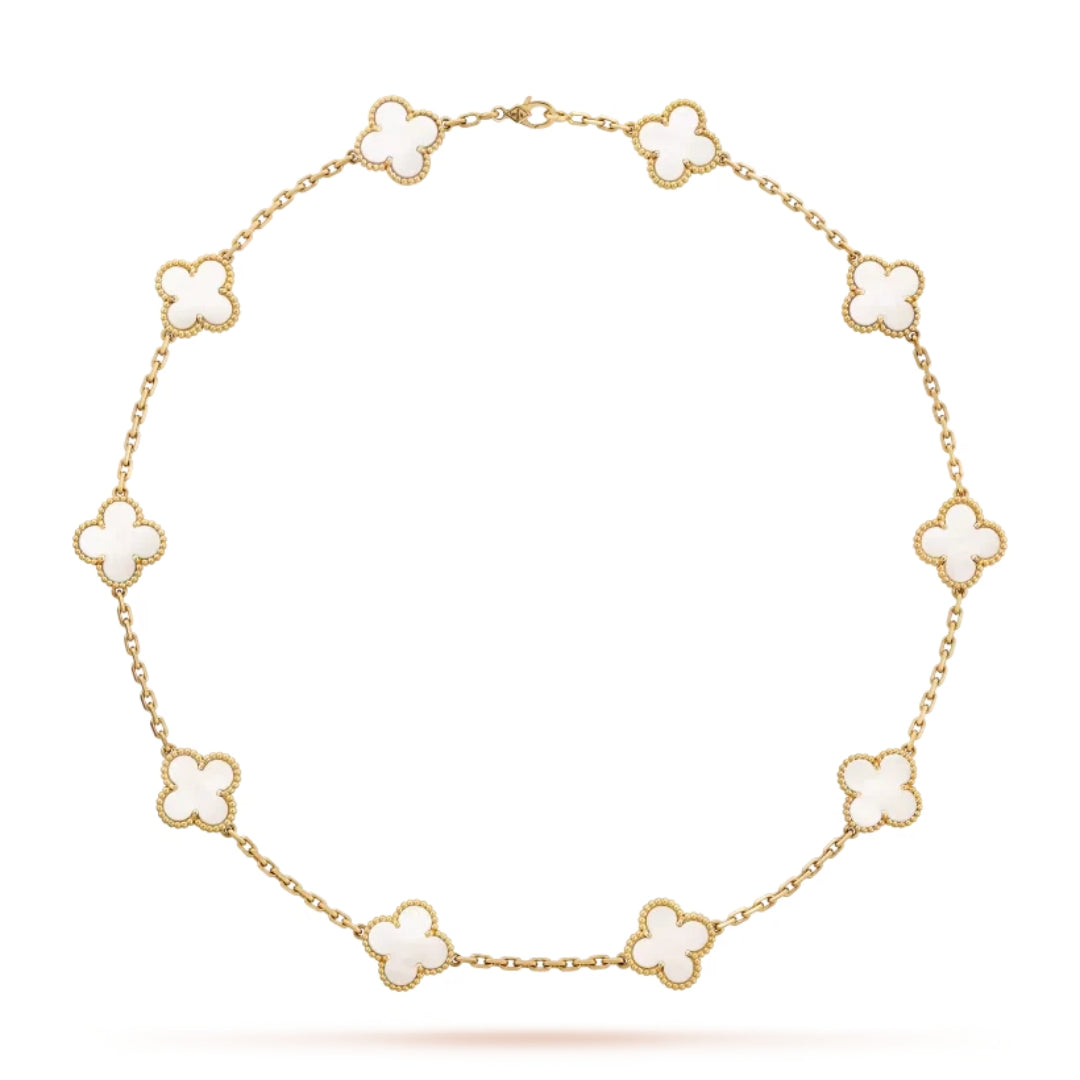 CLOVER | Necklace with 10 Clovers White