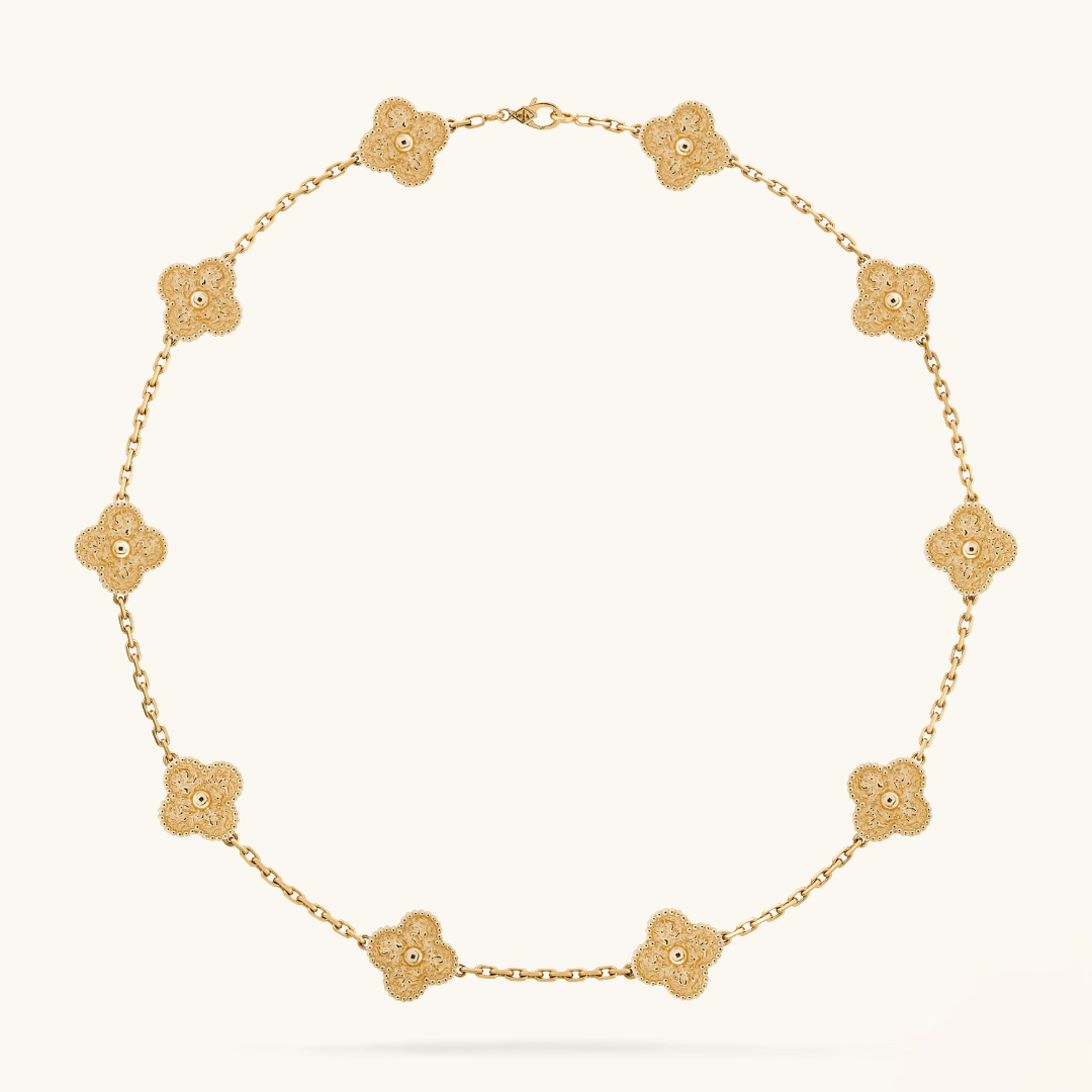 CLOVER | Necklace with 10 Clovers Gold