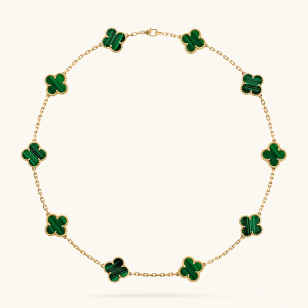CLOVER | Necklace with 10 Clovers Green