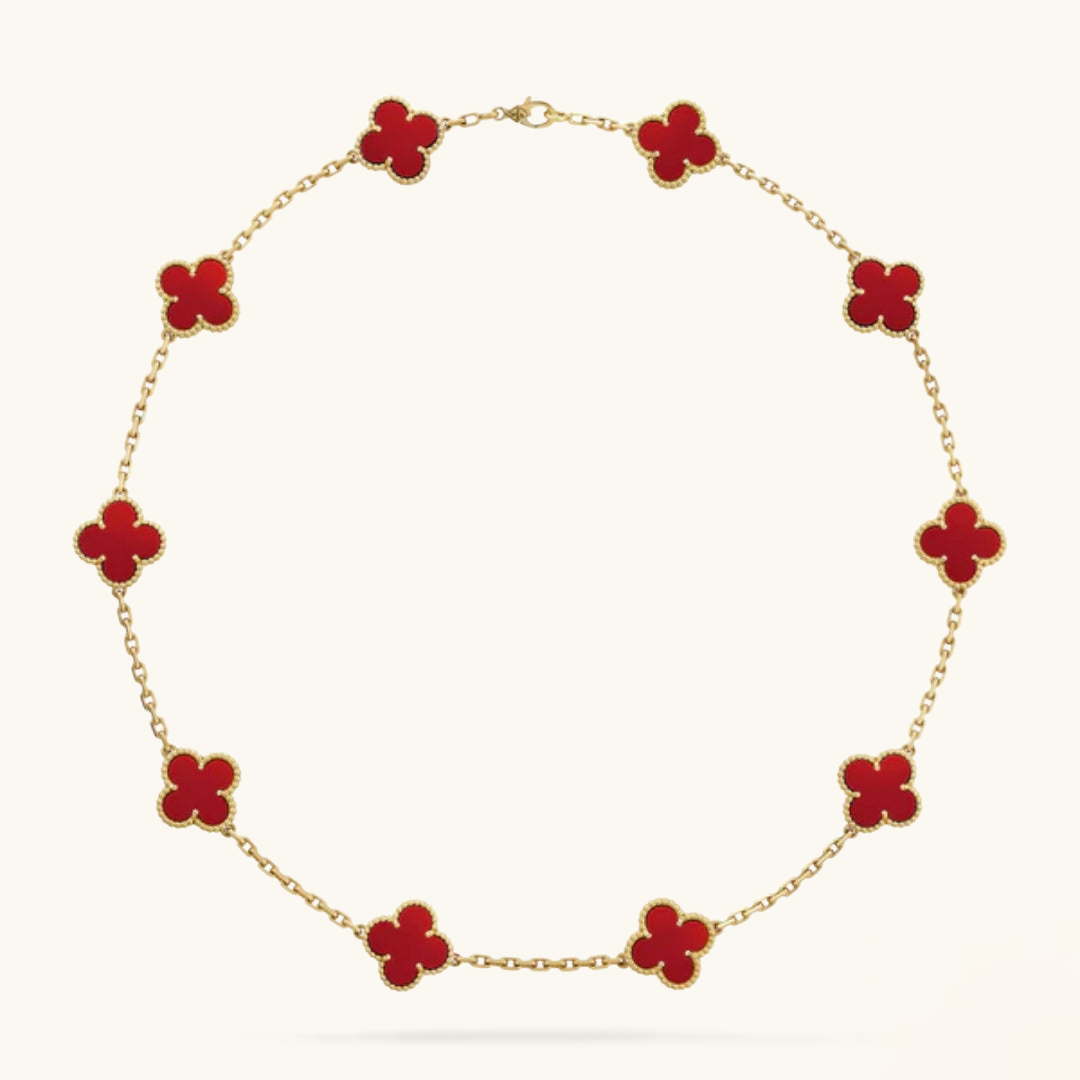 CLOVER | Necklace with 10 Clovers Red