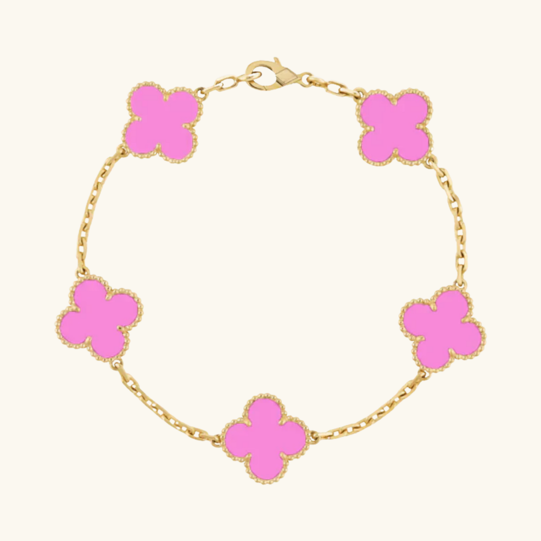 CLOVER | Bracelet Gold Neon Pink