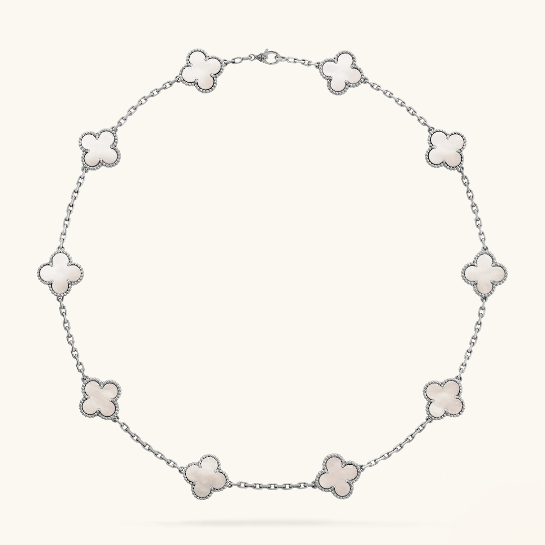 CLOVER | Necklace with 10 Clovers Silver