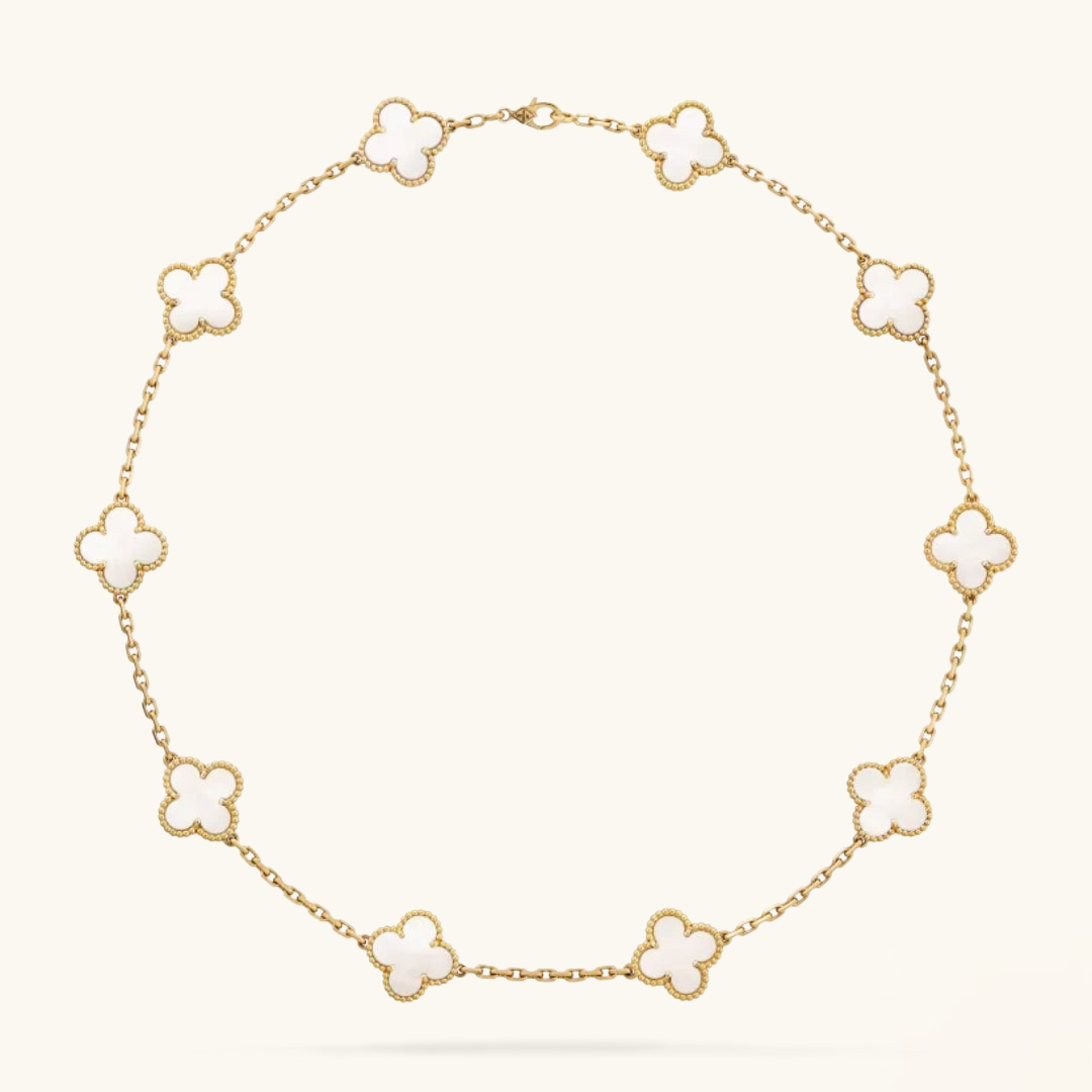 CLOVER | Necklace with 10 Clovers White