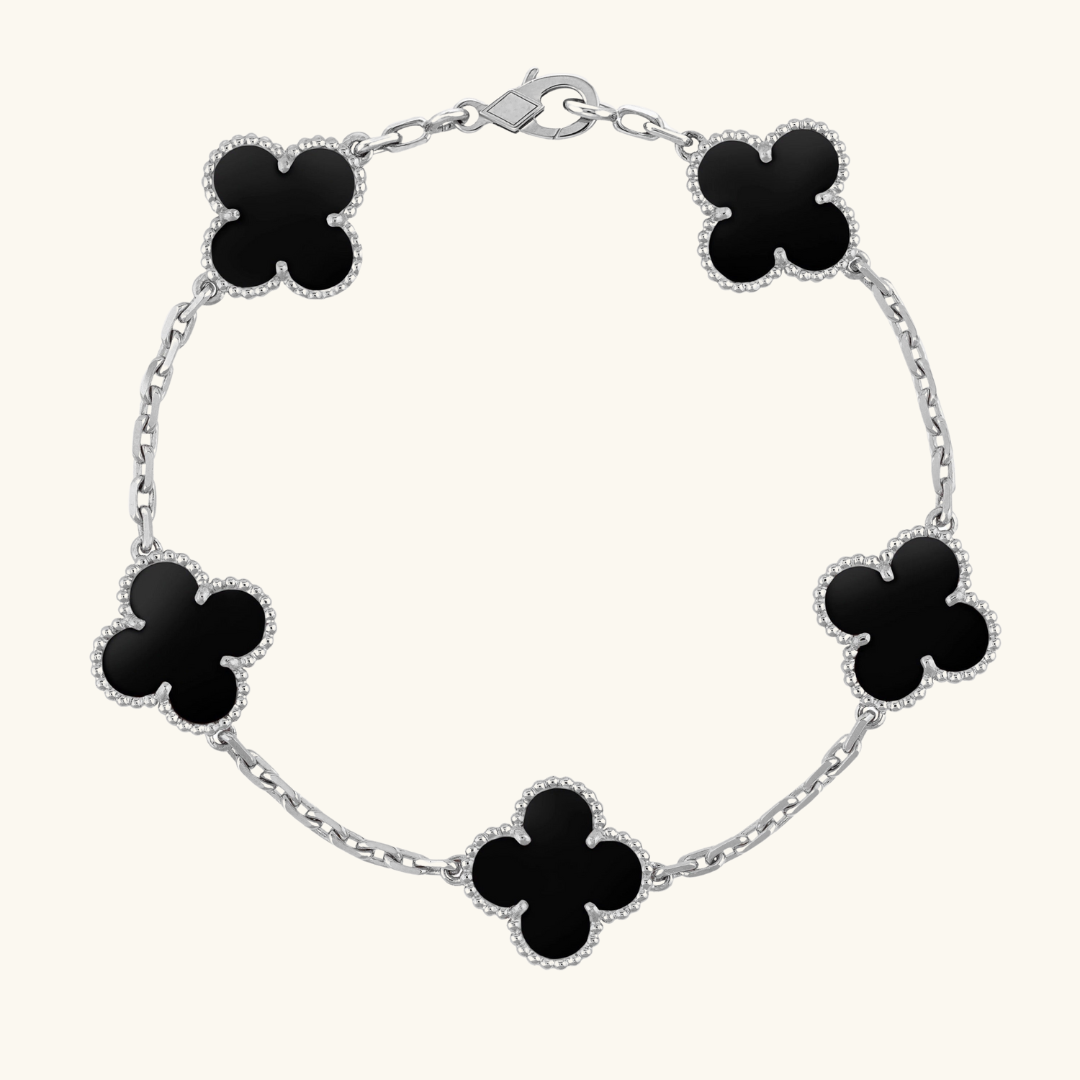CLOVER | Bracelet Black/Silver