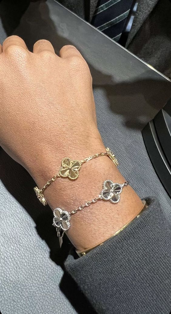 CLOVER | Bracelet Set Silver/Gold, 2-piece