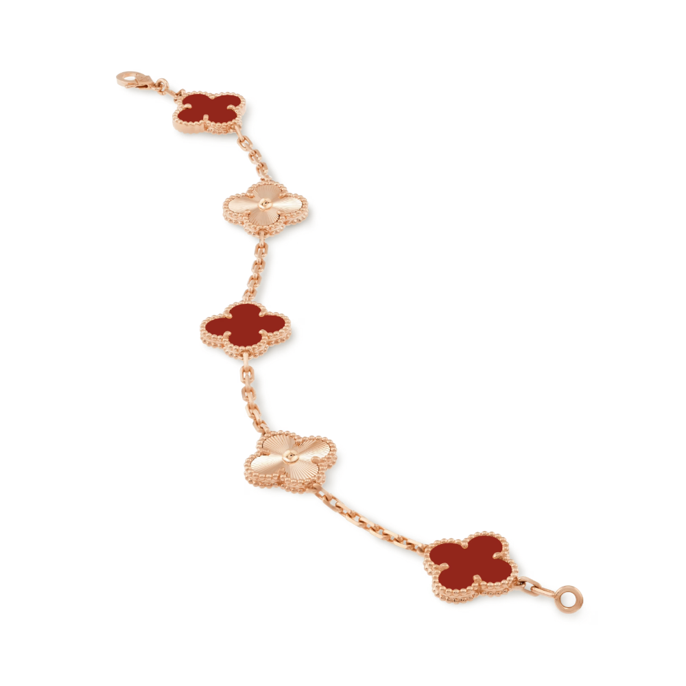 CLOVER | Bracelet Red Rose Gold Guilloché